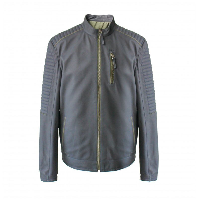 zerimar shoes Chaqueta de cuero reversible bicolor BLUEGREEN Mejor oferta