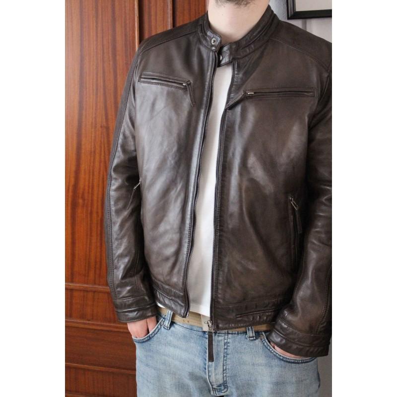 zerimar shoes Chaqueta de cuero con cremalleras modelo CHOCOLATE Rebajas top
