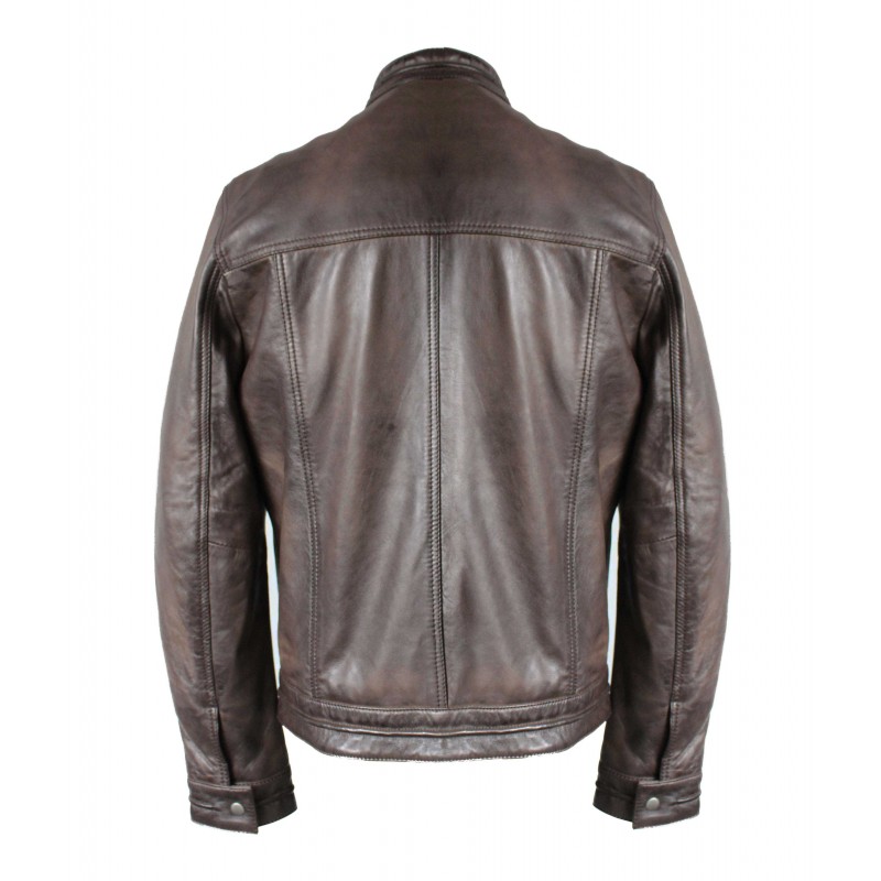 zerimar shoes Chaqueta de cuero con cremalleras modelo CHOCOLATE Rebajas top