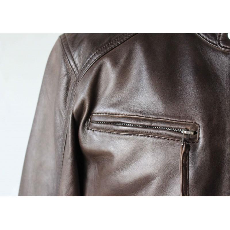 zerimar shoes Chaqueta de cuero con cremalleras modelo CHOCOLATE Rebajas top