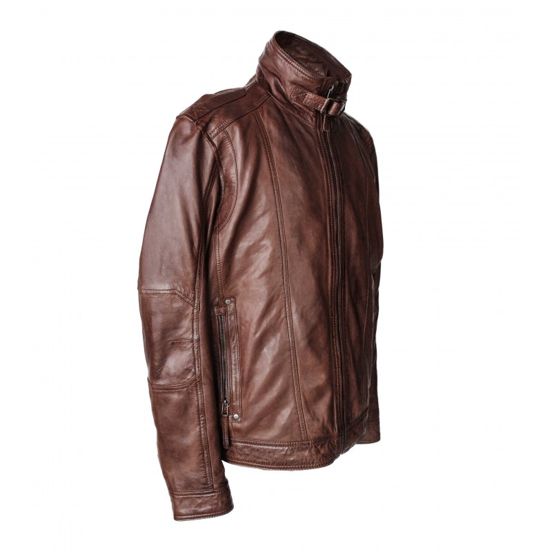 zerimar shoes Chaqueta de cuero con cremallera modelo SOGA Envío gratis