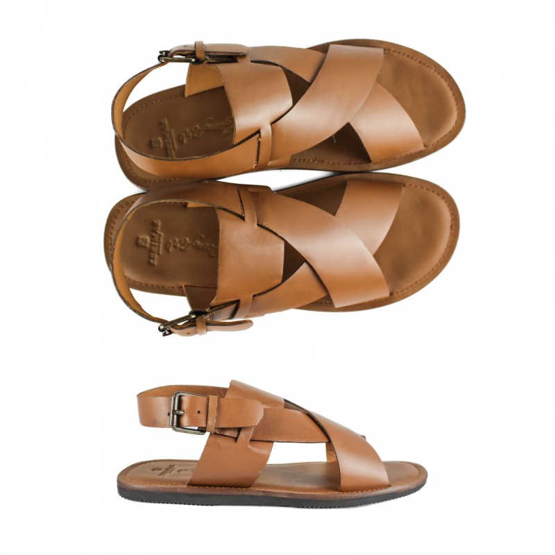 zerimar shoes Sandalia de piel cruzada con hebilla modelo MATEO ÚLTIMAS EDICIONES
