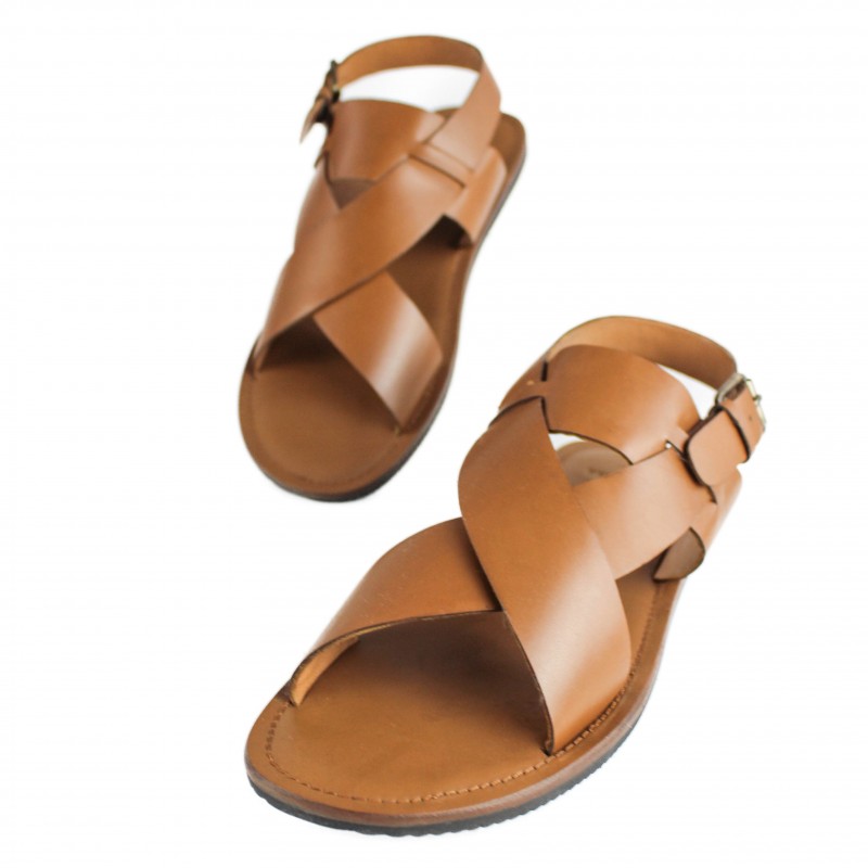 zerimar shoes Sandalia de piel cruzada con hebilla modelo MATEO ÚLTIMAS EDICIONES