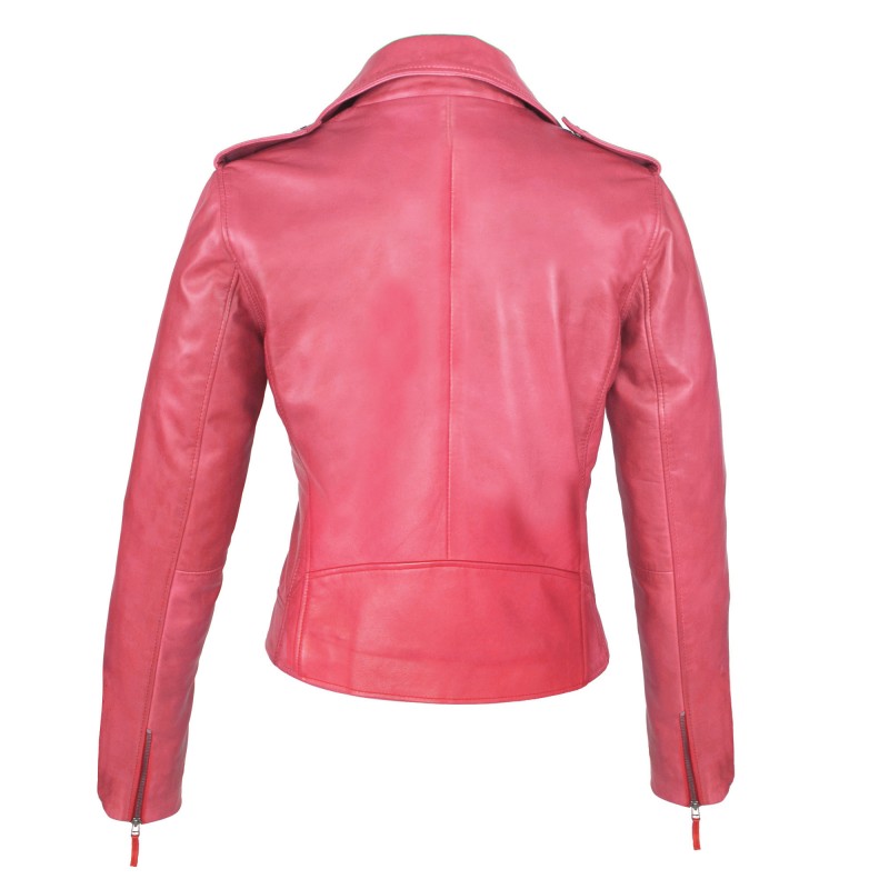 zerimar shoes Chaqueta ceñida de piel estilo biker con cremallera Grandes descuentos