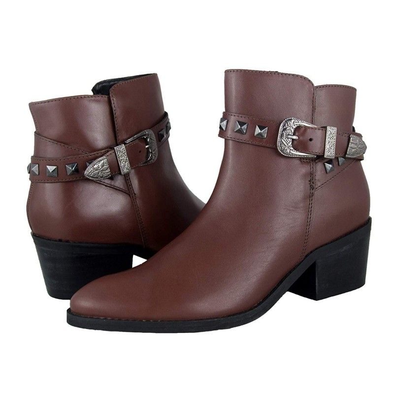 zerimar shoes Botines estilo cowboy de piel con hebilla en el tobillo