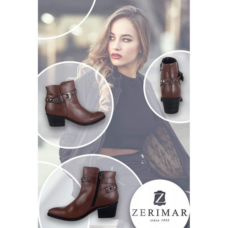 zerimar shoes Botines estilo cowboy de piel con hebilla en el tobillo En oferta