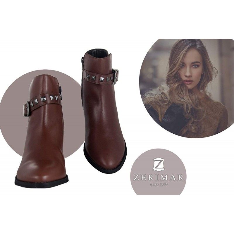 zerimar shoes Botines estilo cowboy de piel con hebilla en el tobillo En oferta