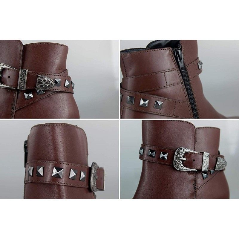 zerimar shoes Botines estilo cowboy de piel con hebilla en el tobillo En oferta