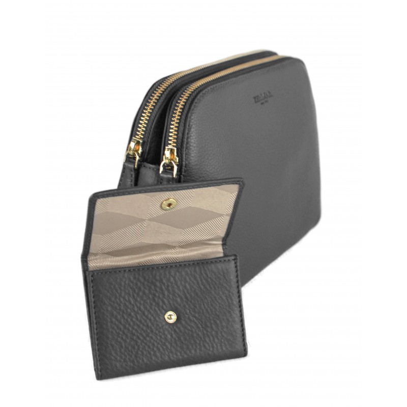 zerimar shoes Bolso de piel con doble cremallera 24x9x17 cm Precio ultrabajo