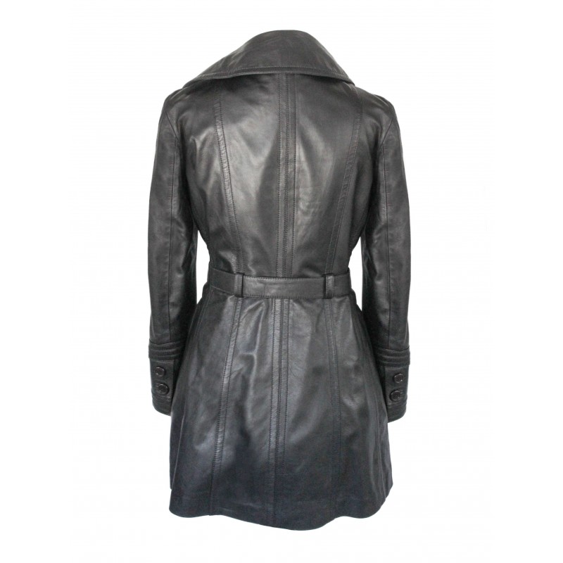 zerimar shoes Gabardina de piel con cremallera y cinturón modelo BLACKY Rebajas
