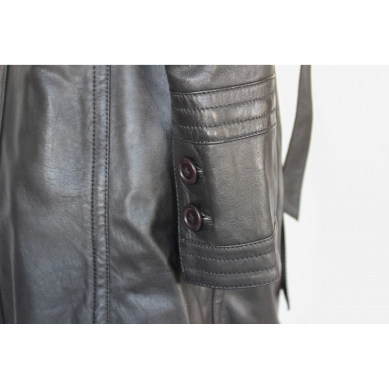 zerimar shoes Gabardina de piel con cremallera y cinturón modelo BLACKY Rebajas