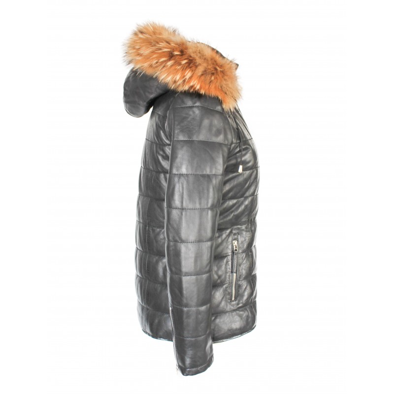 zerimar shoes Chaqueta de piel con capucha de racoon modelo ALMOND Ofertas