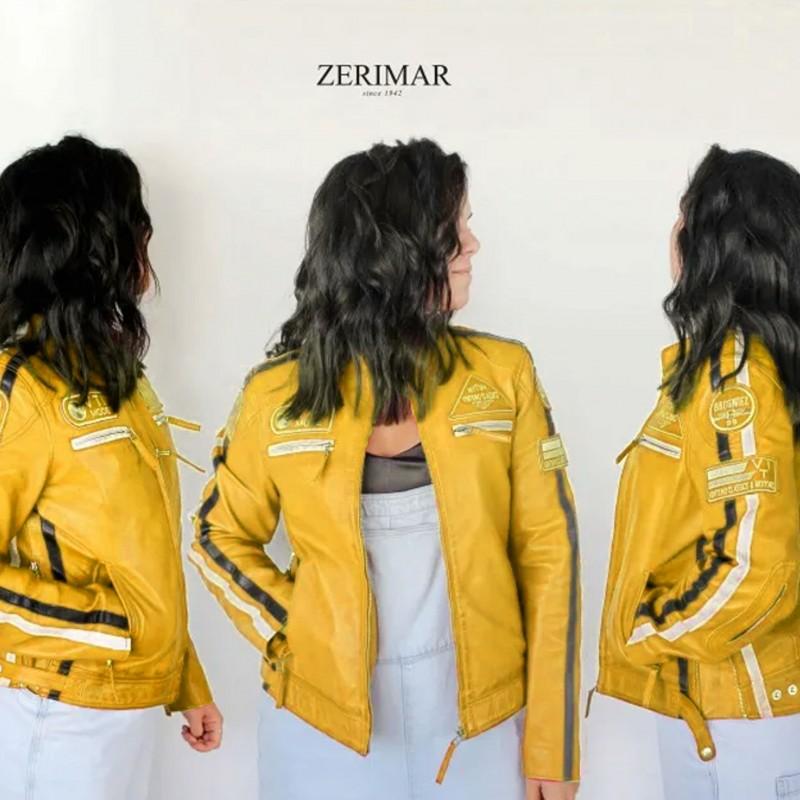 zerimar shoes Chaqueta heavy de piel con parches modelo 120 Gran oferta