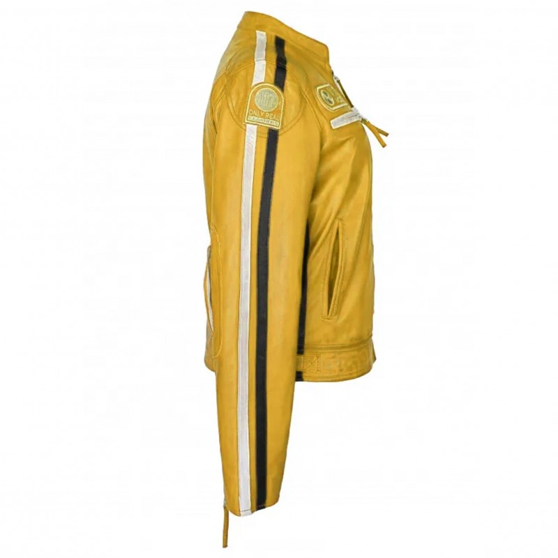 zerimar shoes Chaqueta heavy de piel con parches modelo 120 Gran oferta