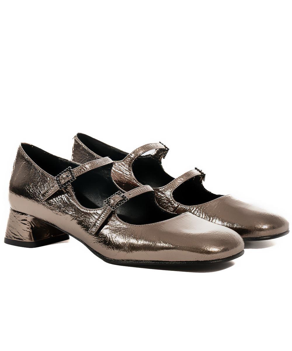 zinda Mary Jane de piel metalizada gris COMPRAR AHORA