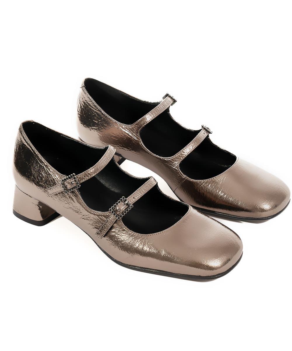 zinda Mary Jane de piel metalizada gris COMPRAR AHORA