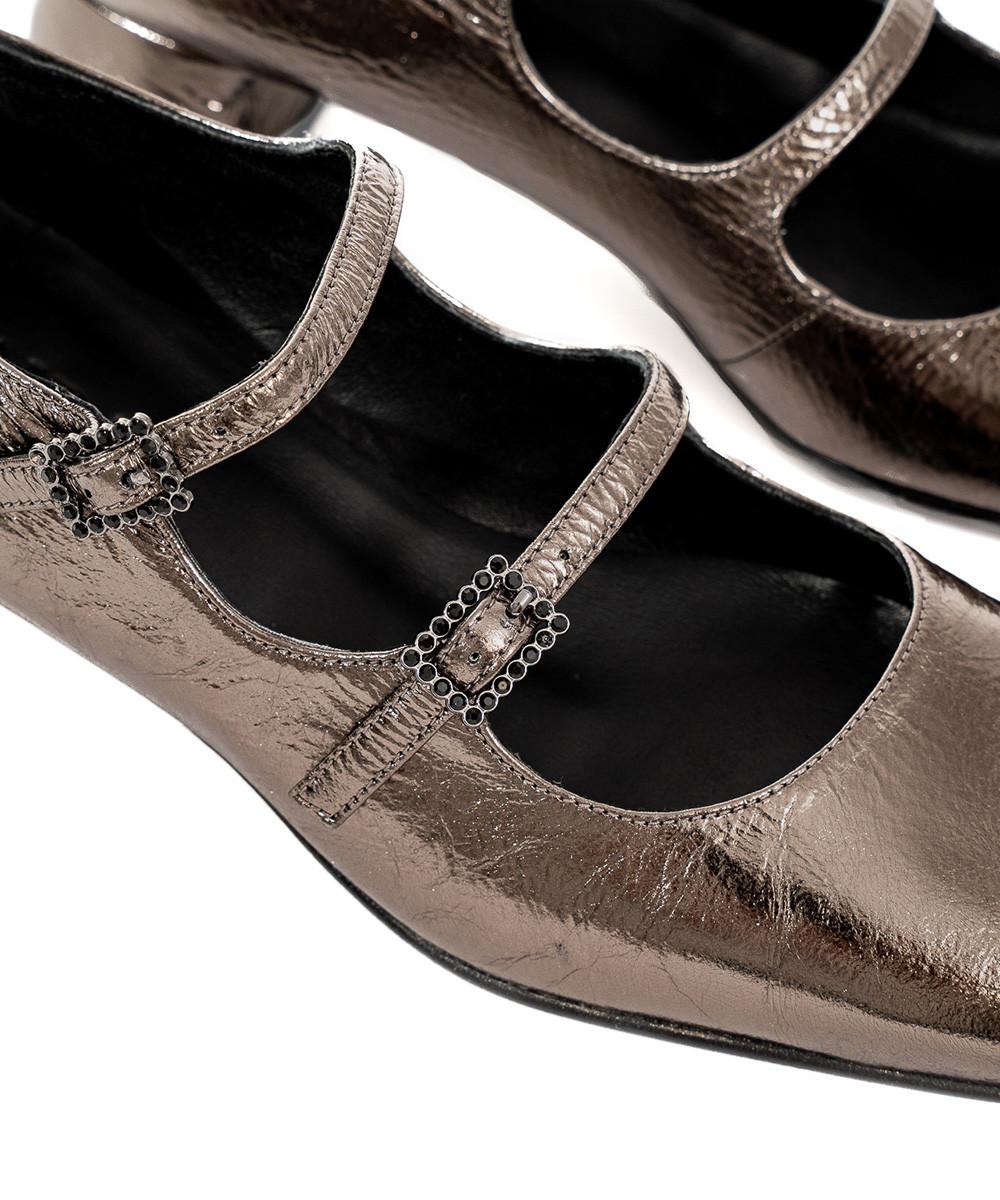 zinda Mary Jane de piel metalizada gris COMPRAR AHORA