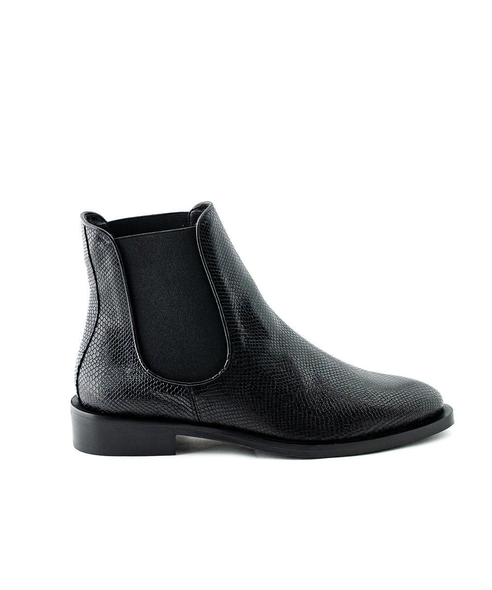 zinda Botin chelsea de piel grabada negra